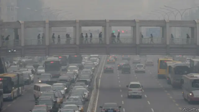 北京的重度雾霾天。