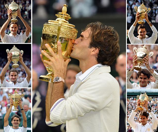 Roger Federer ha conquistado 7 títulos en Wimbledon.