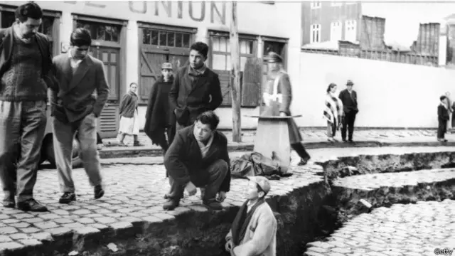 Foto tomada después del terremoto de Valdivia, en 1960