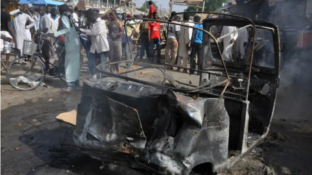 Pasar tradisional di wilayah Nigeria yang menjadi sasaran target serangan Boko Haram.