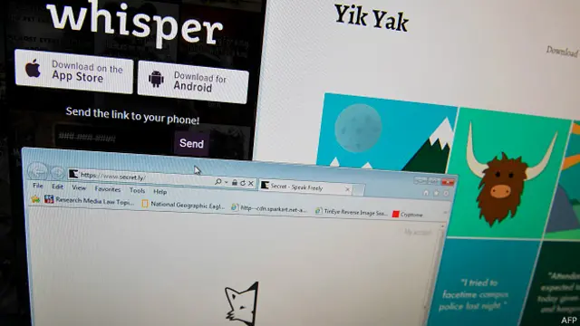 Whisper y Secret son otras de las redes sociales anónimas que existen.