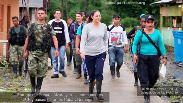 Imágenes de la liberación del general Alzate y sus acompañantes.