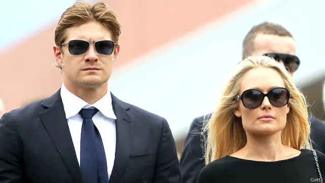 फ़िलिप ह्यूज़ के अंतिम संस्कार में मौज़ूद शान एबट