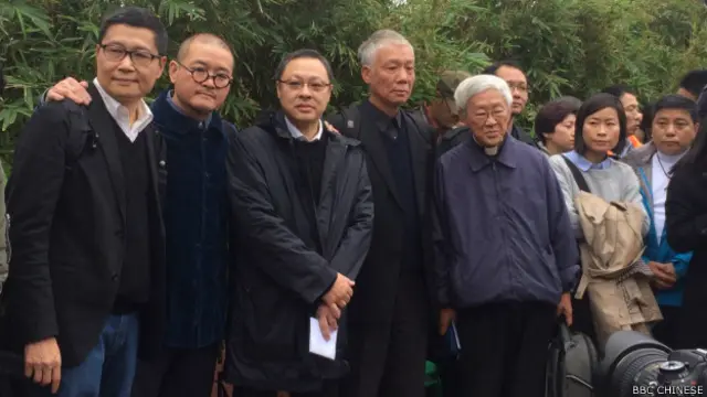 香港占中发起人戴耀廷、陈建民和朱耀明以及陈日君