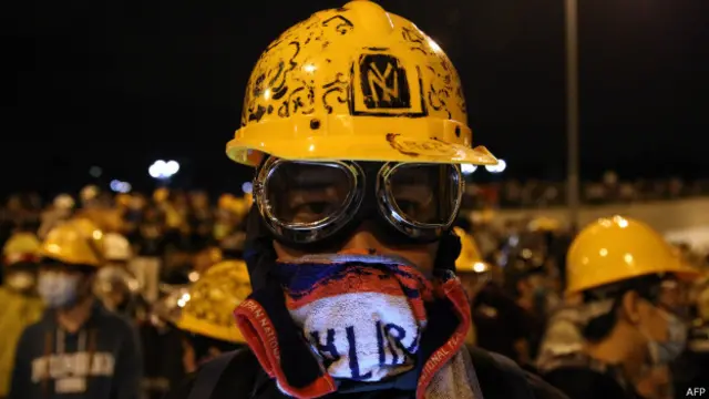 Протестующие студенты в Гонконге