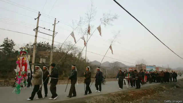 Сельские похороны в Китае.