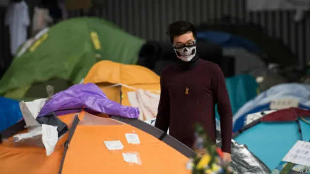 戴面具的占中示威者(06/12/2014)