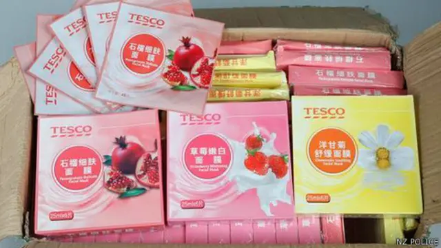 毒品被伪装成Tesco超市品牌美容面膜，原计划运往惠灵顿。