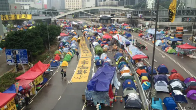 香港中环占领区（BBC中文网照片）