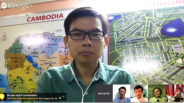 Nhà nghiên cứu, TS. Vannarith Cheang trong một cuộc Tọa đàm trực tuyến (Hangout) với BBC.