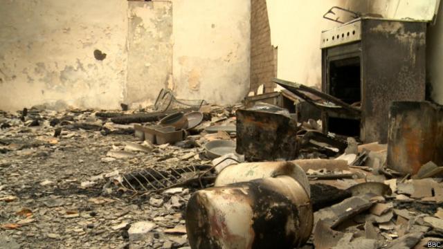 Сожженный дом в Чечне