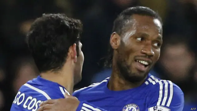 Didier Drogba dan Diego Costa, dua ujung tombak Chelsea yang diharapkan dapat menggedor tembok Stoke City.