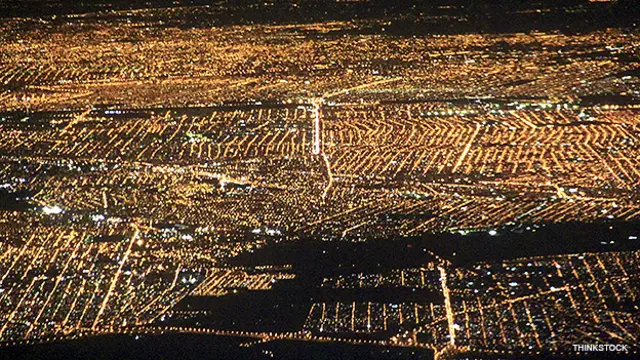 Vista aérea de Buenos Aires de noche