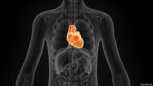 Подсвеченное сердце внутри тела