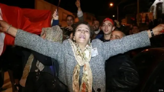 السبسی کے حامیوں نے دارالحکومت تیونس میں جشن منایا