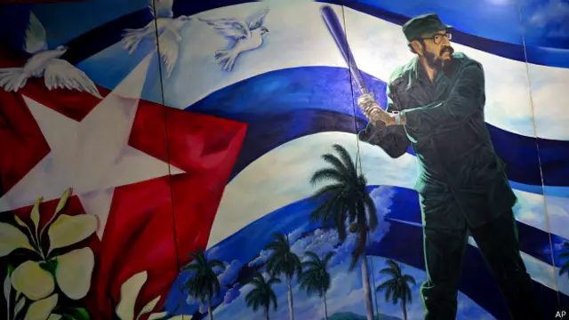 Mural con la imagen de Fidel