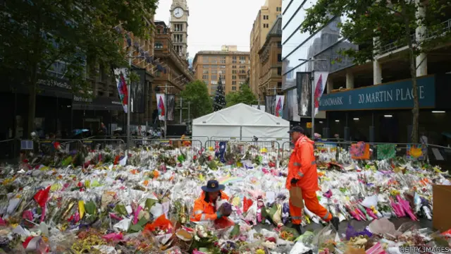 悉尼马丁广场悼念挟持事件死者的花海(23/12/2014)