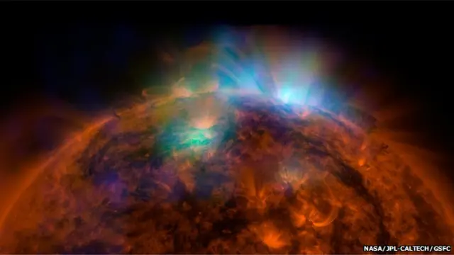 سورج سے نکلنے والے ایکسریز کو نوسٹار دوربین سے اس طرح دیکھا گيا تھا