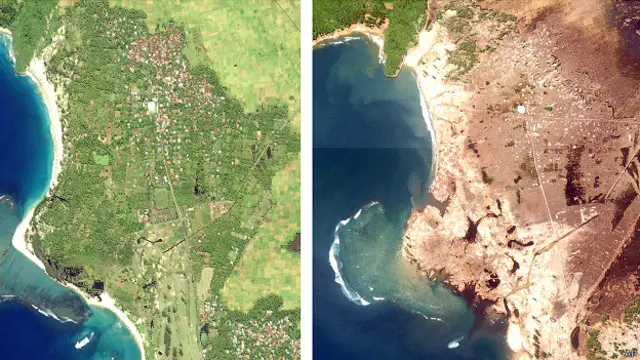 gambar satelit kerusakan tsunami