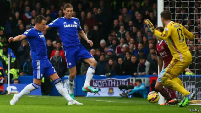 Kapten Chelsea, John Terry membuka kemenangan buat timnya melalui sontekan kaki kanannya.