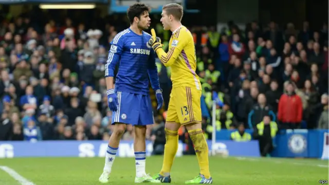 Ujung tombak Chelsea, Diego Costa sempat bersitegang dengan kiper West Ham.