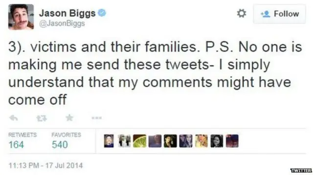 ’میں مسافروں کے رشتہ داروں کو محبت کا پیغام بھجوانا چاہتا ہوں۔‘ ان ٹویٹس پر مجھے کسی نے مجبور نہیں کیا ہے مجھے خود ہی اندازہ ہوا ہے کہ میری بات کچھ حد سے تجاوز کر رہی تھی‘