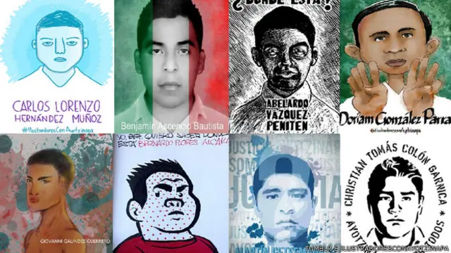 Retratos en Tumblr bajo el hashtag #IlustradoresConAyotzinapa