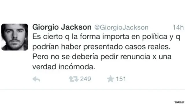 Tuit de Giorgio Jackson