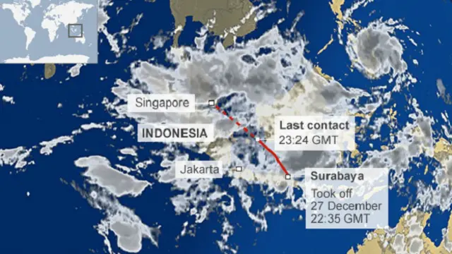 Gambar citra satelit cuaca pada saat pesawat Air Asia hilang kontak