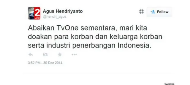 tanggapan di twitter