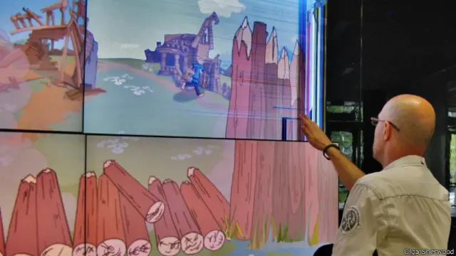 Экран в холле студии "Мельница"