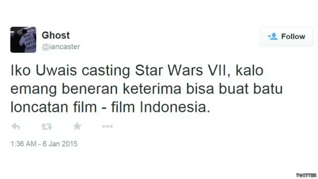 Baik "The Raid" dan "Star Wars" dikicaukan lebih dari 8.000 kali di Twitter. 