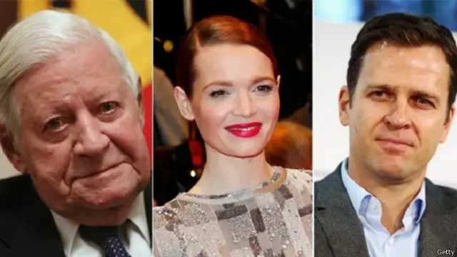 المستشار الألماني السابق هلموت شميدت والممثلة كارولين هيرفورث ولاعب الكرة السابق اوليفر بيرهوف من بين من نددوا بمظاهرات بيغيدا