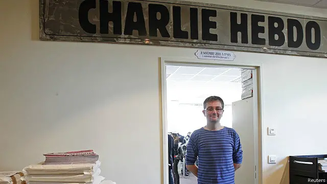 Charb, di masa hidupnya, sebagai pemimpin majalah satir Charlie Hebdo 