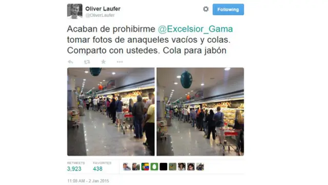 Tuiteros publican fotos de anaqueles vacíos