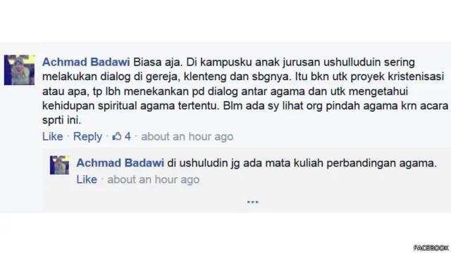 Sejumlah pengguna mengatakan warga Muslim berkunjung ke gereja adalah hal yang biasa dan tidak perlu dibesar-besarkan.