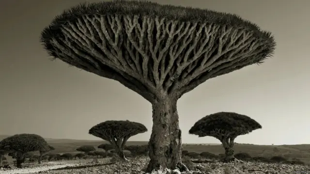 امریکی فوٹوگرافر بیتھمون 14 برس تک امریکہ، یورپ، ایشیا، مشرق وسطیٰ اورافریقہ میں دنیا کے قدیم ترین درختوں کی تصویریں اتارتی رہیں۔ یہ تصویر افریقہ کے ایک قدیم ’ڈریگنز بلڈ ٹری‘ یا اژدھے کے خون والے درخت کی ہے۔ اس درخت کی نشو و نما نہایت سست ہوتی ہے، اس لیے اسے تناور درخت بننے میں طویل مدت لگتی ہے۔ 