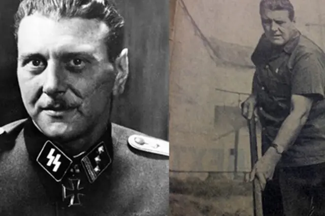 Otto Skorzeny de uniforme e como fazendeiro (Fotos: Getty e Nationa Archieves of Ireland)