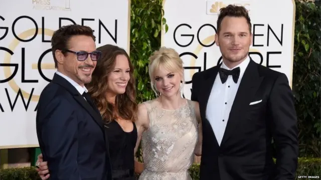 Роберт Дауни, Сюзан Дауни, Анна Фэрис и Крис Пратт 