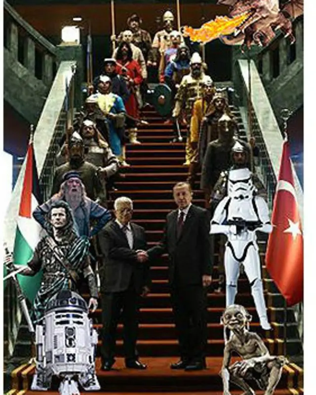 بعضی از کاربران شبکه های اجتماعی تصاویر دستکاری شده از این دیدار منتشر کردند