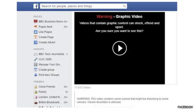 Cảnh báo video và ảnh bạo lực trên Facebook