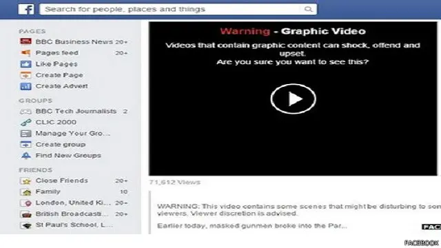 تمنع التحذيرات مقاطع الفيديو التي تتضمن محتوى عنيف أو غير لائق من التشغيل تلقائيا ما لم يتم النقر عليها، خلافا لمقاطع الفيديو الأخرى