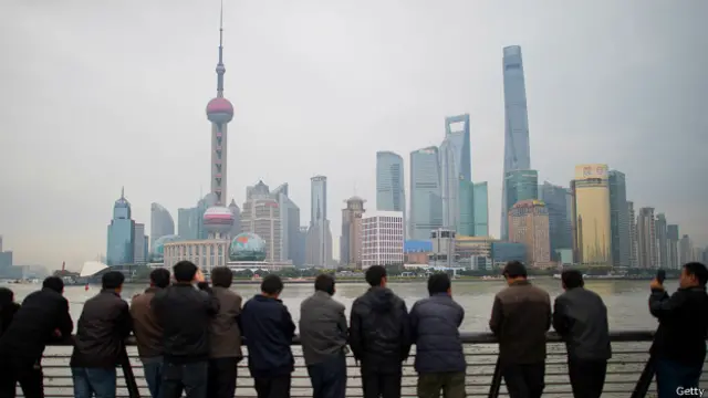 La línea del horizonte del distrito de Pudong