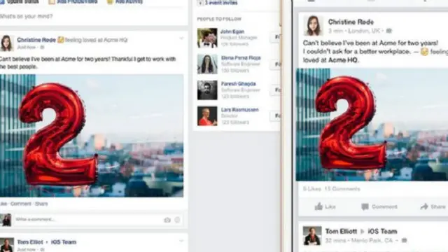 Cara kerja Facebook at Work sama seperti Facebook pribadi.