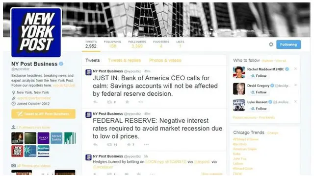 نیویارک نے کہا ہے کہ وہ اپنے ٹوئٹر اکاؤنٹ کے ہیک ہونے سے متعلق تحقیق کر رہا ہے