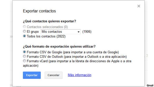 Exportar en Gmail