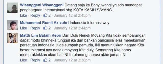 Komentar di Facebook BBC Indonesia tentang toleransi