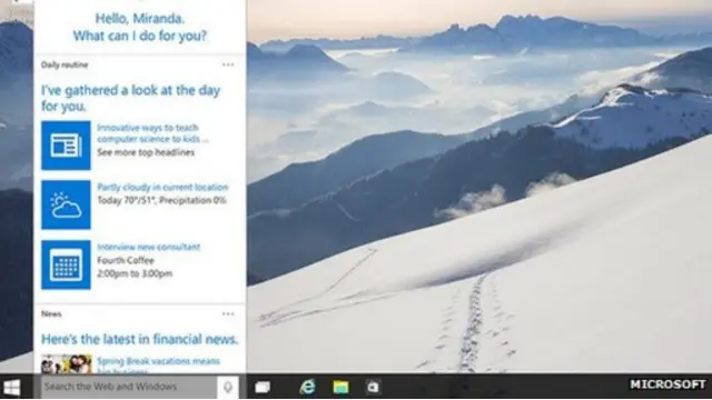 "كورتانا" يقدم مقترحات للمستخدم بناء على سلوك سابق له