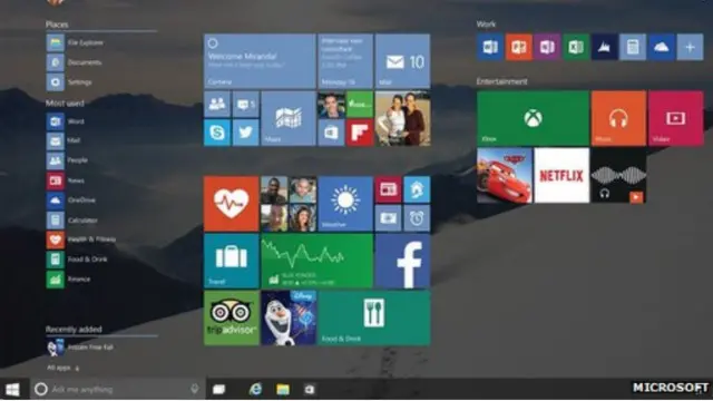 قالت الشركة إن نظام التشعيل الجديد سيستخدم في الحواسيب وأجهزة الحاسب اللوحي (التابلت).