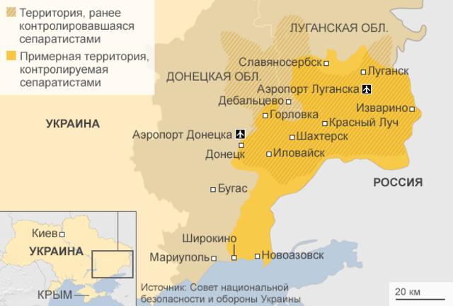 Карта востока Украины